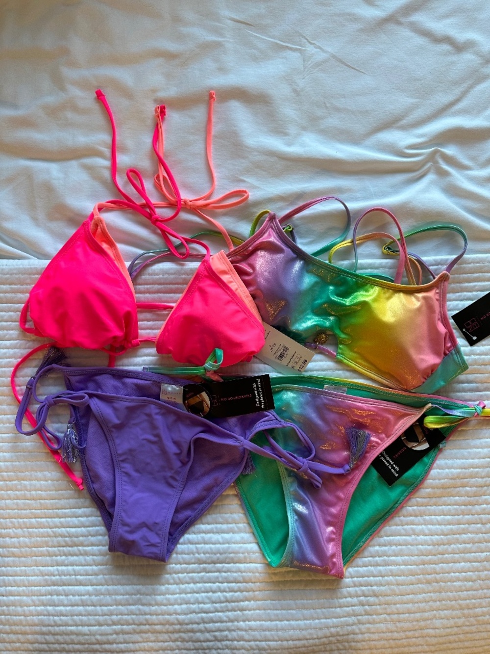 No Boundaries Mix & Match Bikini 4 Piece Set (2 tops, 2 bottoms) NWT Size M & L